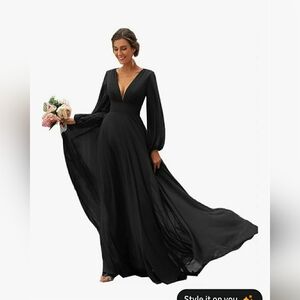 Sophisticated Long Sleeve Black Dress